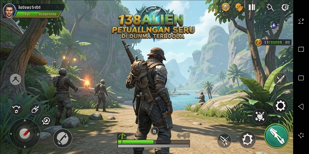 Tampilan gameplay 138ALIEN dalam dunia terbuka yang luas dan dinamis.