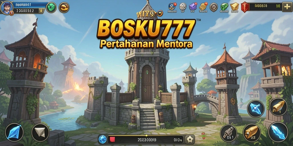 Tampilan gameplay BOSKU777 yang menegangkan dalam pertahanan menara.