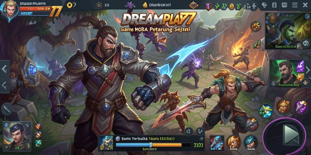 Gameplay seru dalam pertempuran MOBA yang mendebarkan.