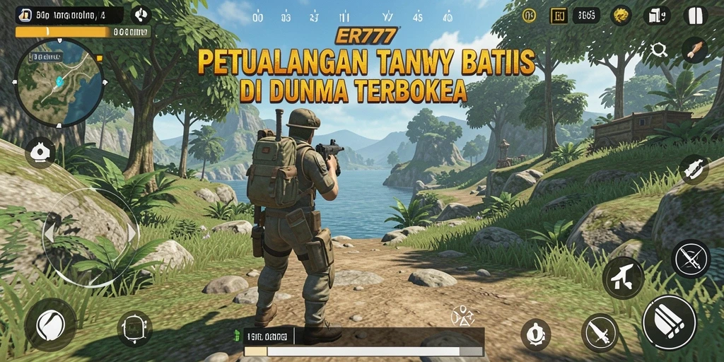 Screenshot gameplay ER777 menampilkan dunia terbuka yang luas dan interaktif.
