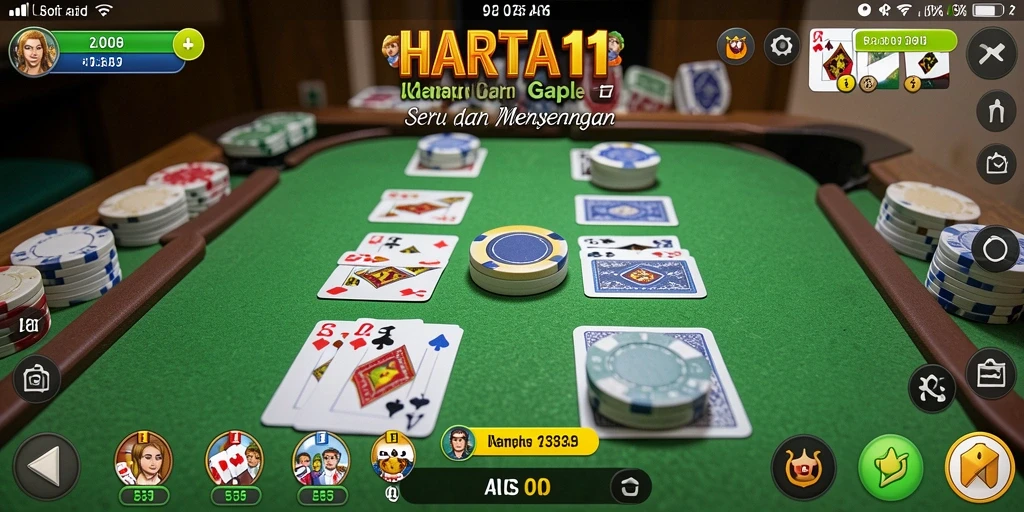 Screenshot utama HARTA11 menunjukkan gameplay seru Gaple yang interaktif.
