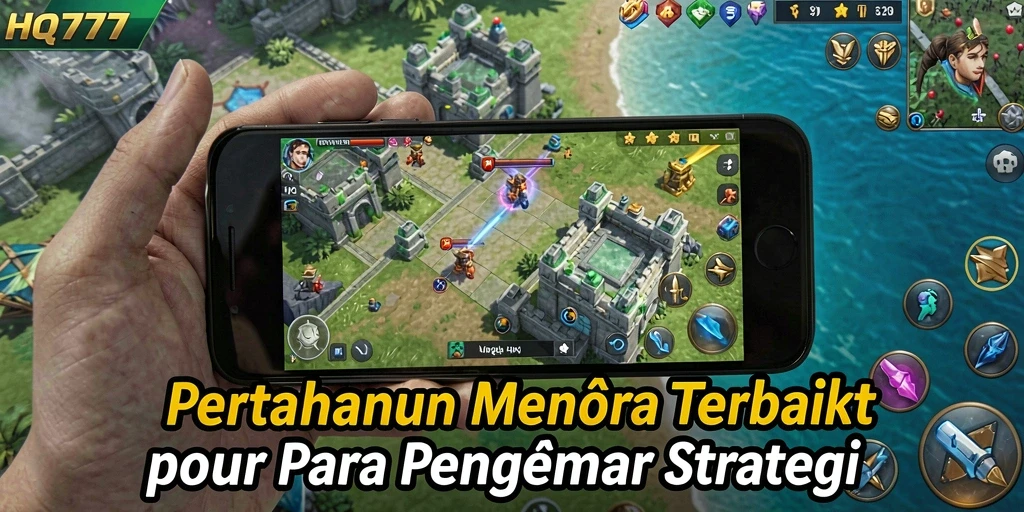 Screenshot utama HQ777 menampilkan aksi mendebarkan dalam Tower Defense.