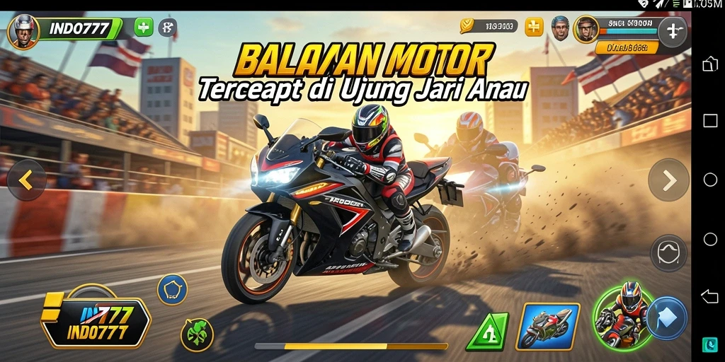 Tangkapan layar dari gameplay balapan motor yang penuh aksi