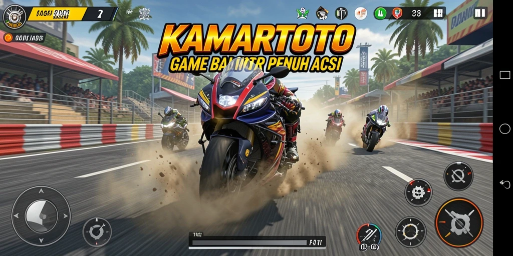 Tampilan gameplay KAMARTOTO yang seru dan mendebarkan saat balapan.