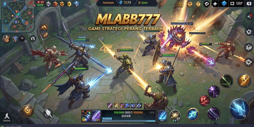 Screenshot gameplay SLG dari MLBB777 yang menampilkan pertempuran epik.