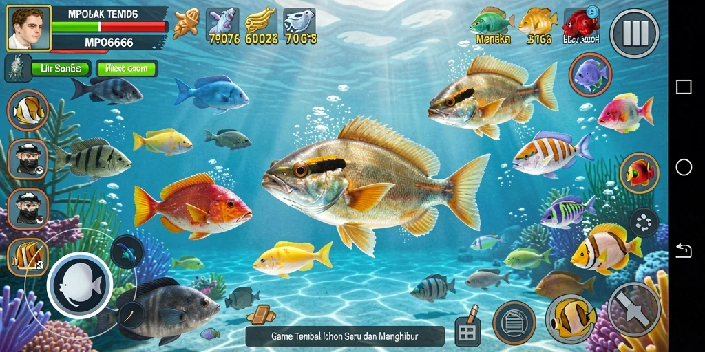 Screenshot gameplay MPO666 menunjukkan serunya menembak ikan.