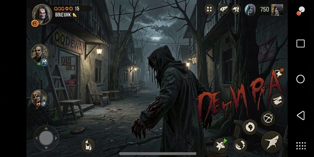 Screenshot gameplay <strong>QQDEWA</strong> menampilkan suasana menyeramkan dan mencekam.