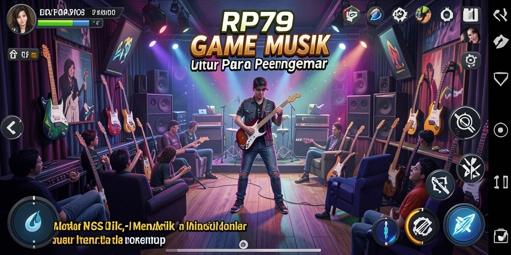 Screenshot menunjukkan gameplay seru dan interaktif RP79 dengan musik.