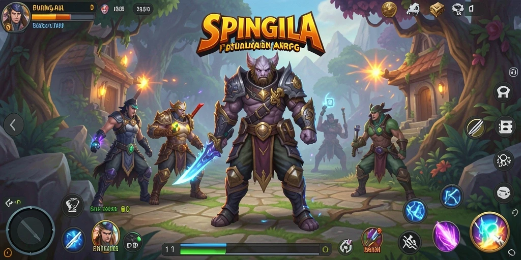 Screenshot dari gameplay SPINGILA yang menampilkan pertarungan seru.